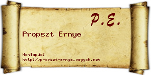 Propszt Ernye névjegykártya